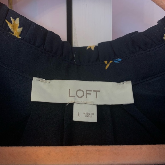 Floral Navy Blue dress with flounce bottom - Picture 4 of 5